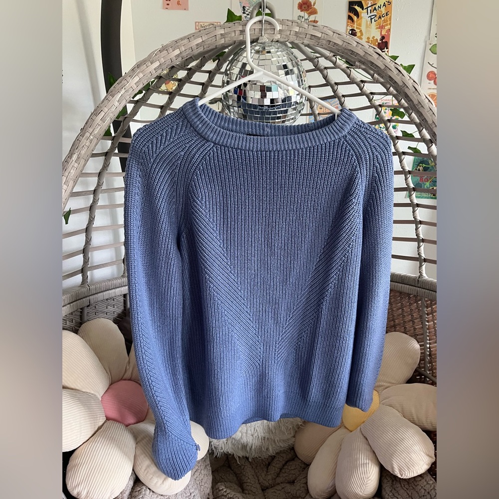 blue ribbed oversized sweater
